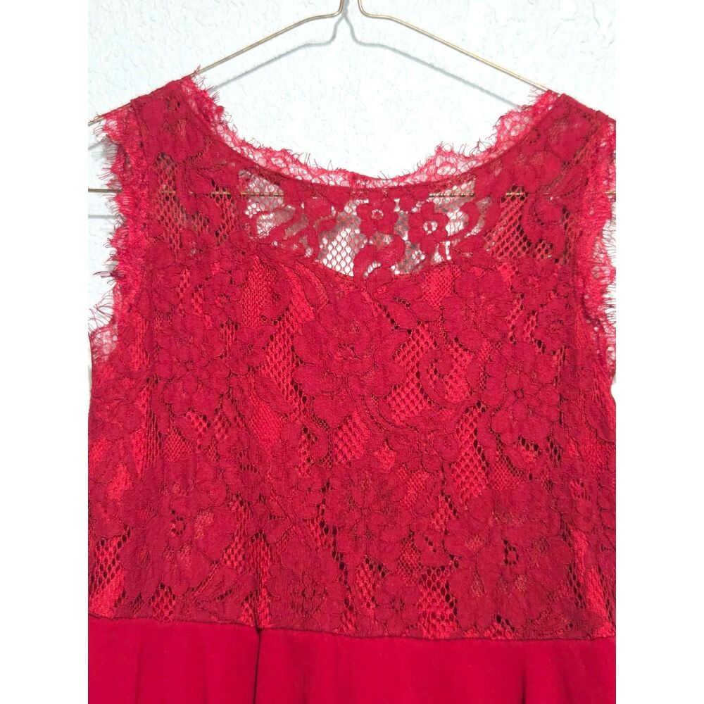 Kid's Shein Red Dress Lace Tank Top Double Layer Satin Bottom Size 10y